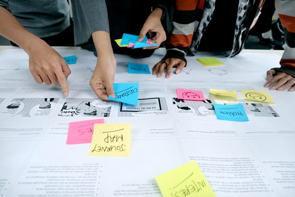 Collaborative user journey mapping with sticky notes